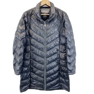 Calvin Klein Womens M Packable Down Quilted‎ Puffer Jacket Full Zip Black Travel
